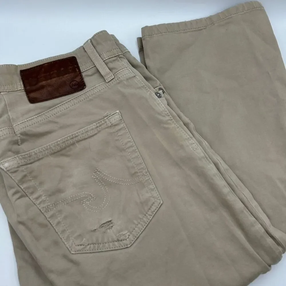 AG‎ The Graduate Tailored Leg Distressed Khaki Chinos Men's Pants 32x34